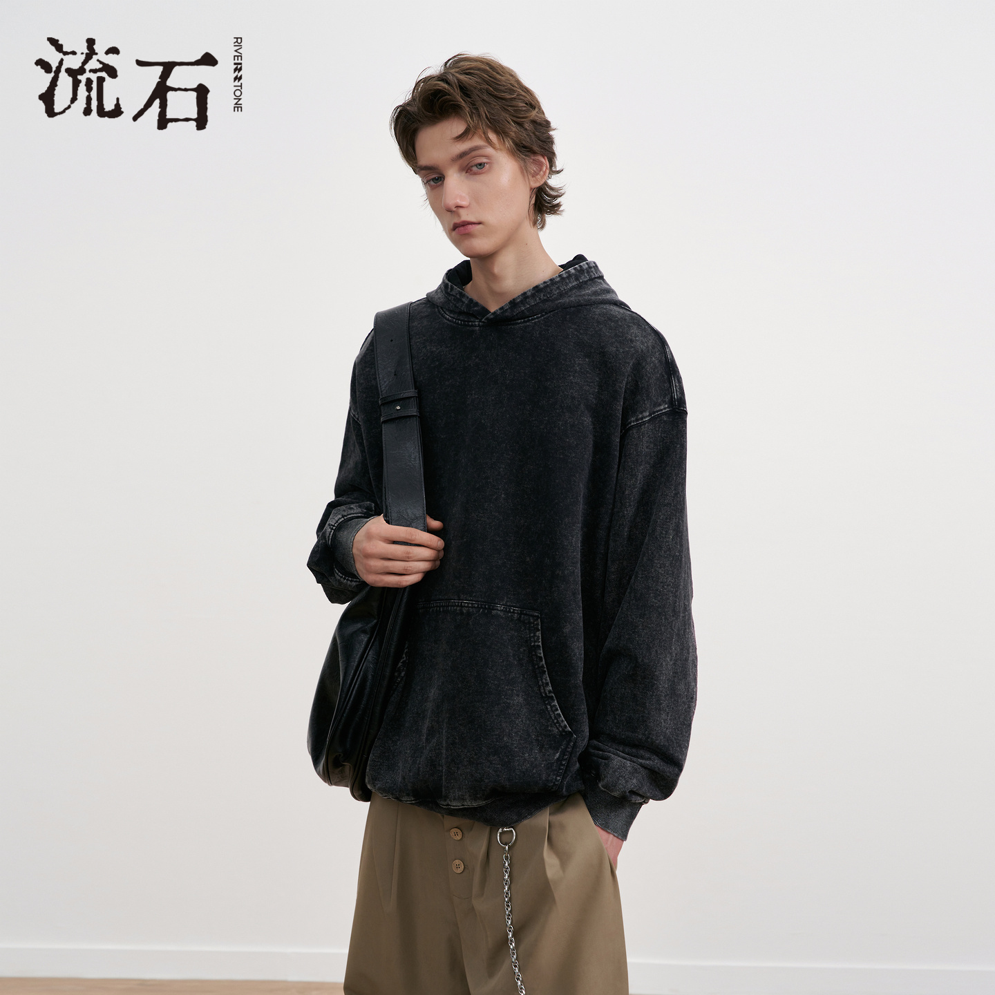 商场同款流石男装做旧连帽卫衣潮