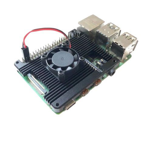树莓派4代Raspberry Pi 4B嵌入式铝合金散热器风扇可配任意扩展板
