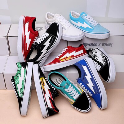 正品经典REVENGE X STORM闪电火焰帆布鞋复仇风暴百搭滑板街舞潮