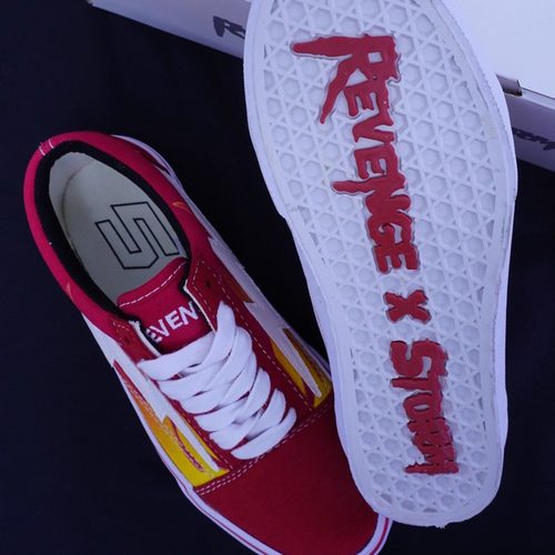 正品经典REVENGE X STORM闪电火焰帆布鞋复仇风暴百搭滑板街舞潮