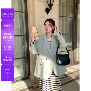 【5.20/20点6折】INGCON韩版西装外套女莫兰迪宽松设计感气质西服