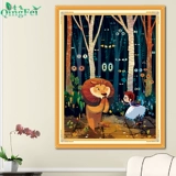 青飞 Точная печать лев перекрестный удар новый мультфильм мультфильм маленькая девочка гостиная спальня Свежая вышивка висящая картина