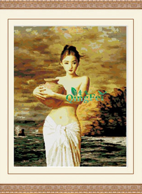 青飞5d十字绣抱陶美女油画
