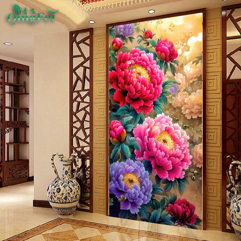 青飞精准印布花团锦簇十字绣花开富贵牡丹花玄关图钻石画DIY刺绣