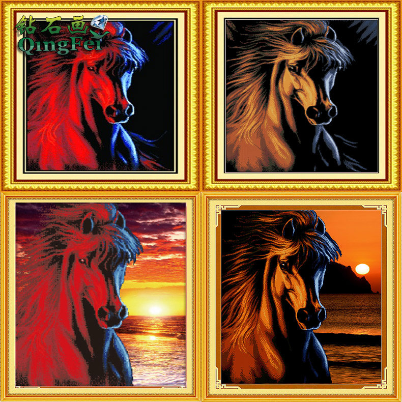 青飞5d冰与火钻石画满钻冰与金马头十字绣新客厅卧室马到成功书房