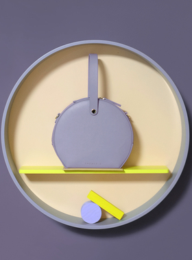 TREBLE Z / B&R新款真皮女包圆形切口设计单肩包斜挎包手提包灰紫