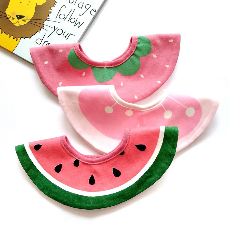 婴儿童纯棉防水口水巾男宝宝女童围嘴360度圆形旋转假领子食饭兜