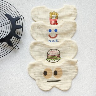 婴儿a类纯棉6层纱布口水巾宝宝360花瓣小围嘴全棉围兜巾防吐奶