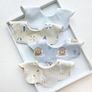 婴儿童360度双层纯棉防水接口水巾宝宝花朵A类小围嘴围巾假领子