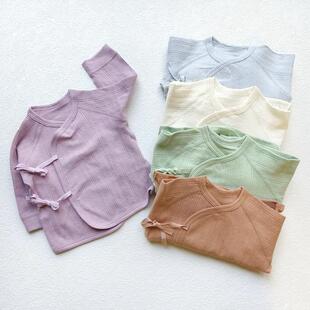 新生儿A类单层纯棉无骨半背衣宝宝全棉和尚服包屁臀衣打底上衣