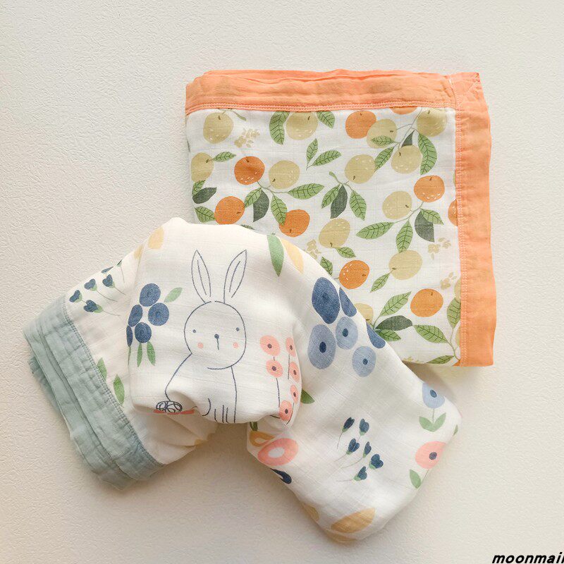 婴儿童a类4/6层纱竹棉竹纤维纱布浴巾包巾襁褓巾宝宝盖毯盖巾被子