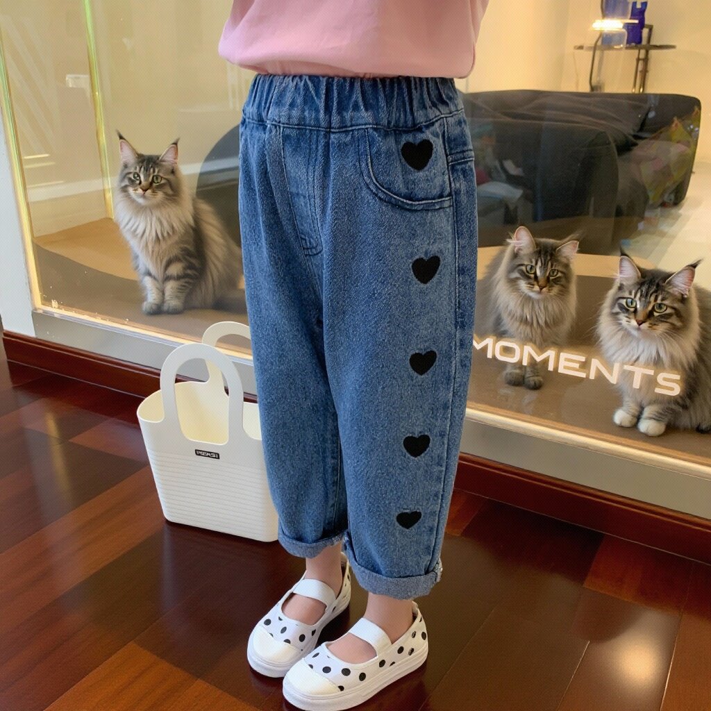 女童真牛仔裤春秋款 2025新款韩版女童背带裤男宝宝中性休闲裤子