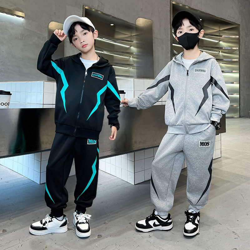 儿童春季套装2025新款男童长袖春装拉链卫衣两件套男孩休闲运动装