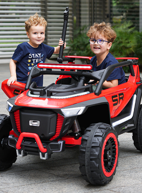 超大号儿童电动车四驱动全地形UTV越野车双座可坐两人带摇摆童车