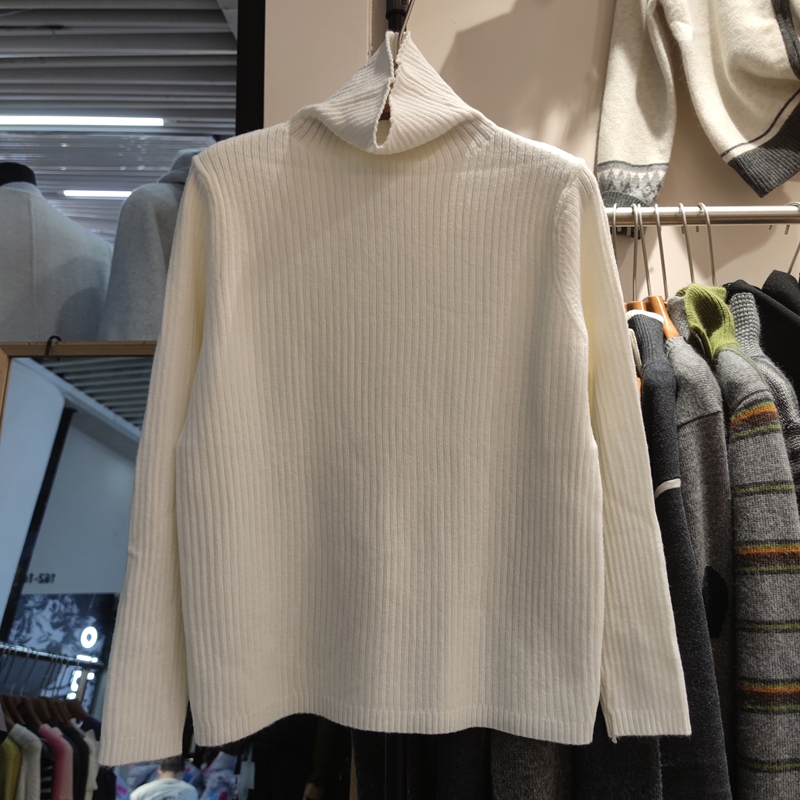 6228秋冬新款女高领长袖纯色针织衫毛衣套头宽松上衣打底衫