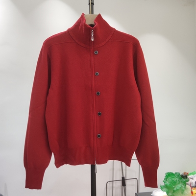 09196秋冬女立领长袖针织衫毛衣外套开衫拉链宽松纽扣打底衫早春