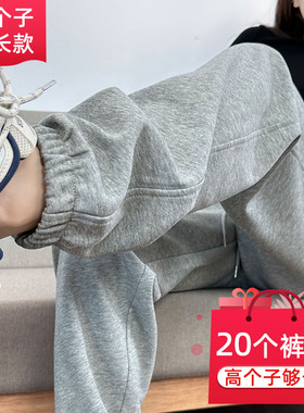 灰色运动裤女高个子加长休闲裤秋季新款哈伦裤高腰休闲裤超长卫裤