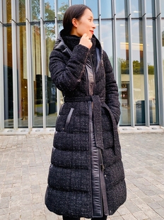 ALIN 香家御用日本羊毛金丝花呢90白鹅绒中长羽绒服 M代工纯元