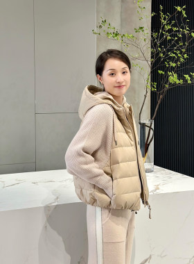 意大利拼接经典短羽绒服