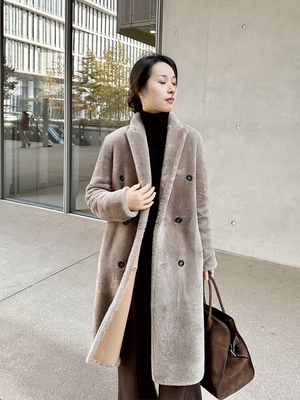 BC皮毛一体中长款两面穿大衣