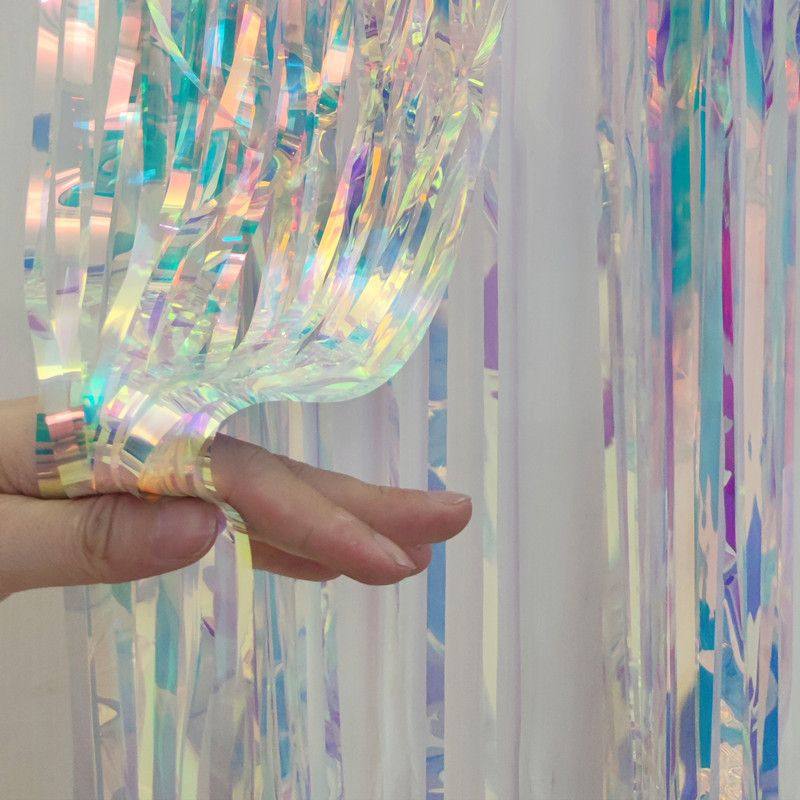 镭射彩带生日背景墙装饰布置拍照氛围道具幻彩雨丝帘彩条拉花流苏,节庆用品/礼品,节日装扮用品,淘宝优惠券,粉丝福利购,淘宝优惠卷