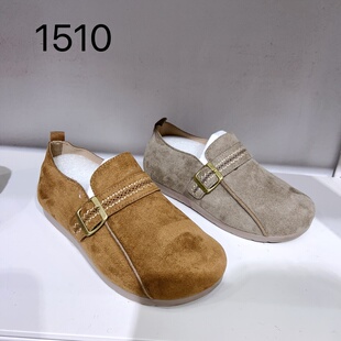 2026春季新款女鞋一脚蹬豆豆鞋时尚百搭英伦风复古女鞋子