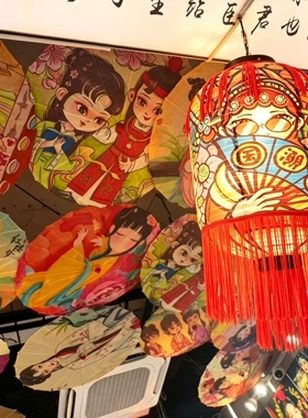 红楼梦主题人物装饰油纸伞图书馆学校教室挂画茶楼餐馆装饰伞定制