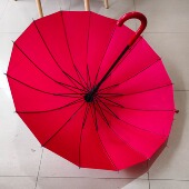 全红伞大红色16骨伞晴雨两用伞长柄伞自动抗风弯钩手柄雨伞婚庆伞