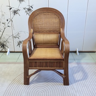 藤椅天然真藤办公椅休闲椅阳台护腰老人椅单人懒人椅麻将椅电脑椅