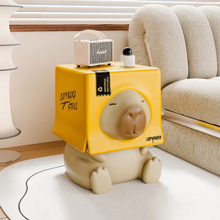 贝汉美入户玄关卡皮巴拉落地摆件换鞋 凳客厅沙发边几矮凳乔迁礼物