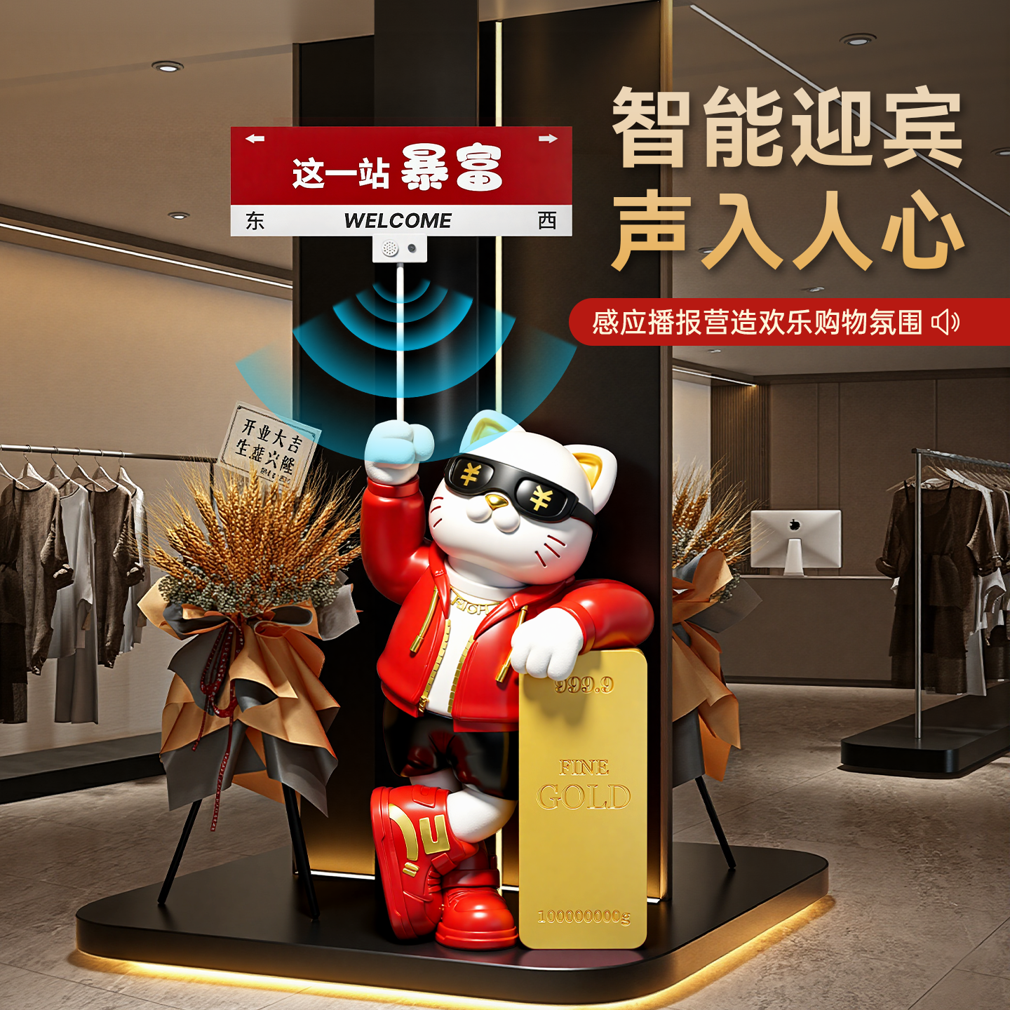 贝汉美大型网红招财猫发财摆件客厅公司前台店铺门口装饰开业礼物,家居饰品,落地摆件,淘宝优惠券,粉丝福利购,淘宝优惠卷