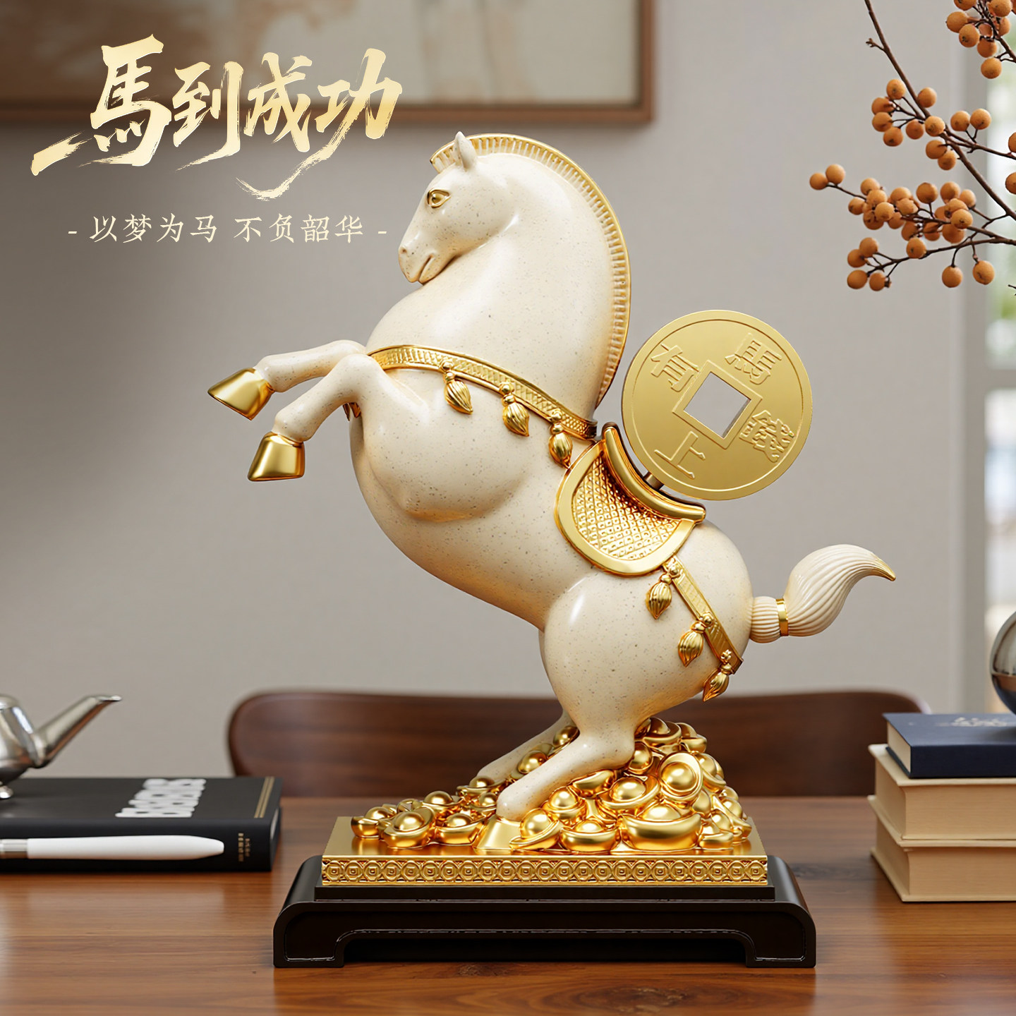 贝汉美马上有钱生肖摆件客厅轻奢高档办公室酒柜装饰开业乔迁礼物,家居饰品,装饰摆件,淘宝优惠券,粉丝福利购,淘宝优惠卷