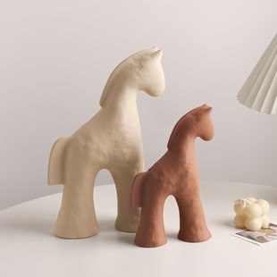 贝汉美侘寂风陶瓷马年摆件客厅电视柜玄关新年过年装 饰品乔迁礼物