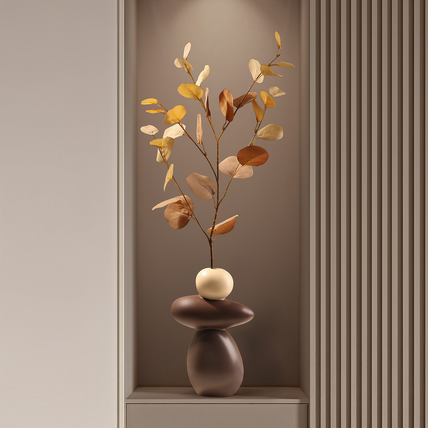 贝汉美中古侘寂风时来运转花艺摆件客厅玄关壁龛电视柜装饰花瓶,家居饰品,装饰摆件,淘宝优惠券,粉丝福利购,淘宝优惠卷