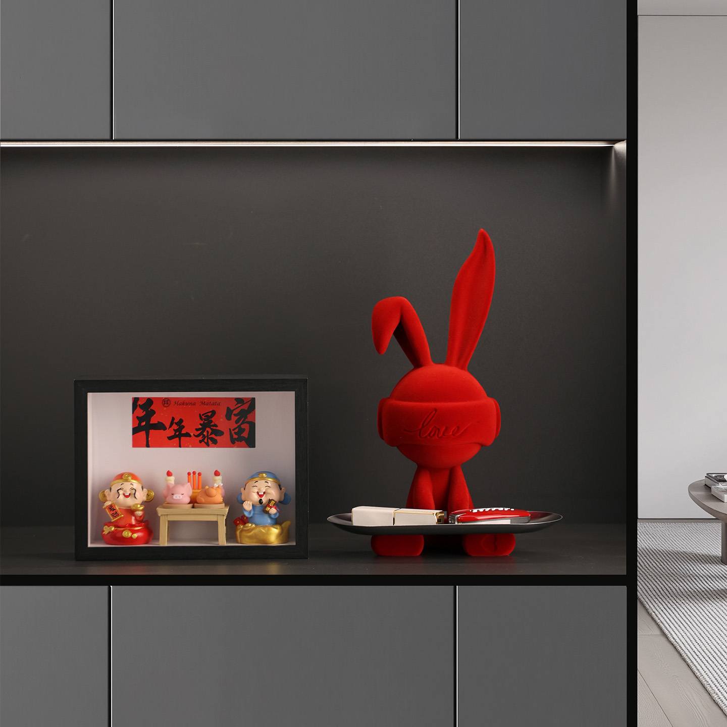 贝汉美轻奢高档兔子玄关摆件组合