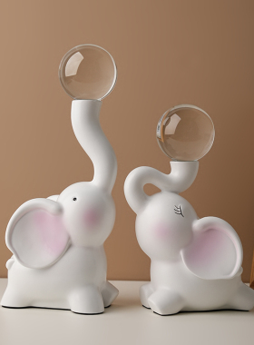 贝汉美水晶球大象轻奢对象摆件家居客厅玄关酒柜电视柜软装饰品