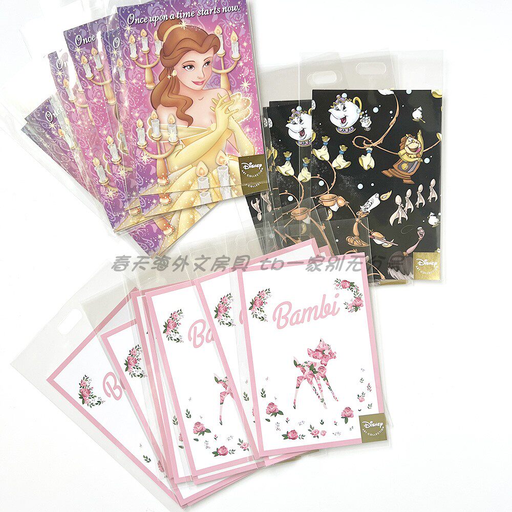 迪士尼明信片原版美女与野兽小鹿斑比官方bambi beauty and beats