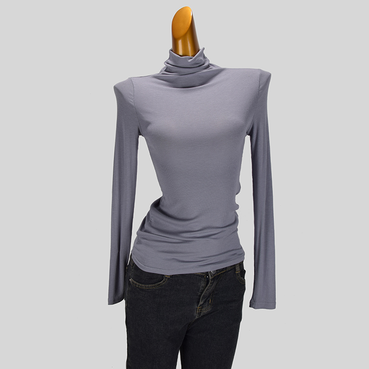 针织套头堆堆领长袖针织打底衫薄