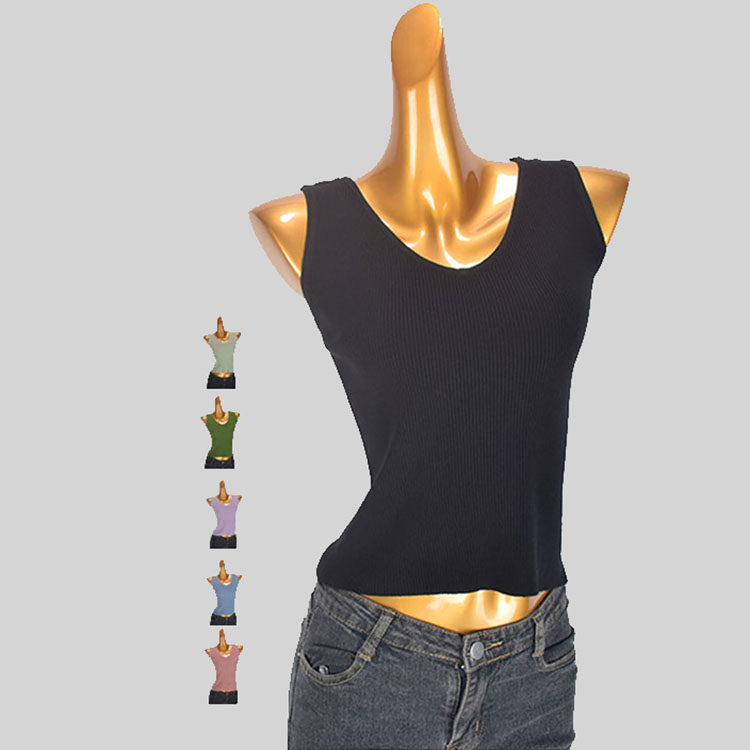 v领无袖针织吊带背心女 夏季新款设计感内搭修身短款纯色上衣薄款