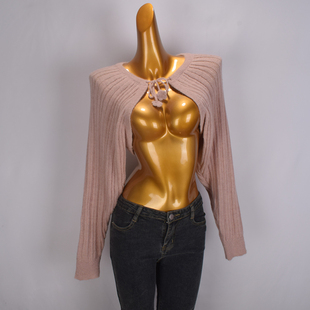 温柔风甜美气质软糯马海毛开衫女春秋新款披肩外搭系带针织衫上衣