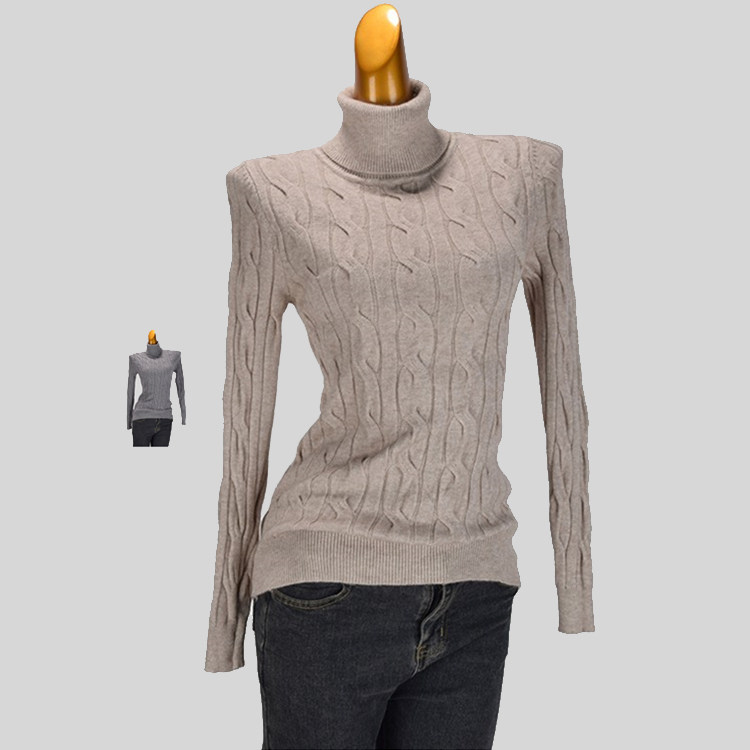 温柔风麻花软糯高领针织衫女 秋冬新款套头内搭修身短款长袖上衣