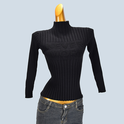 针织套头半高领短款弹力内搭上衣