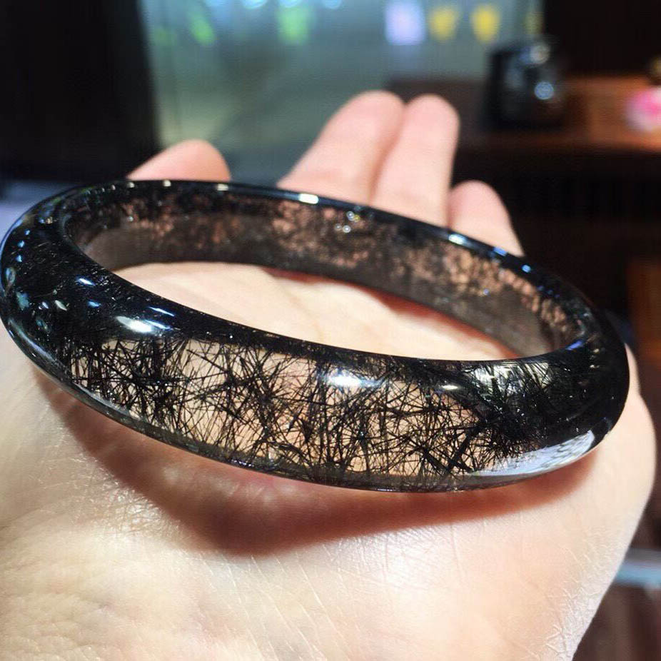 魅晶天然水晶晶体通透黑发晶手镯