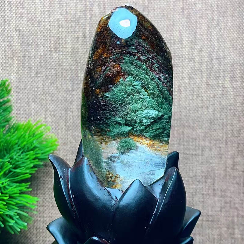 魅晶天然水晶晶体通透四季绿幽灵原石小摆件