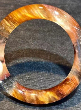 天然原矿晶体通透金发晶顺发蝴蝶发发晶花手镯