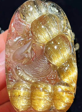 魅晶天然原矿水晶晶体通透钛晶花顺发晶原石雕刻龙牌吊坠