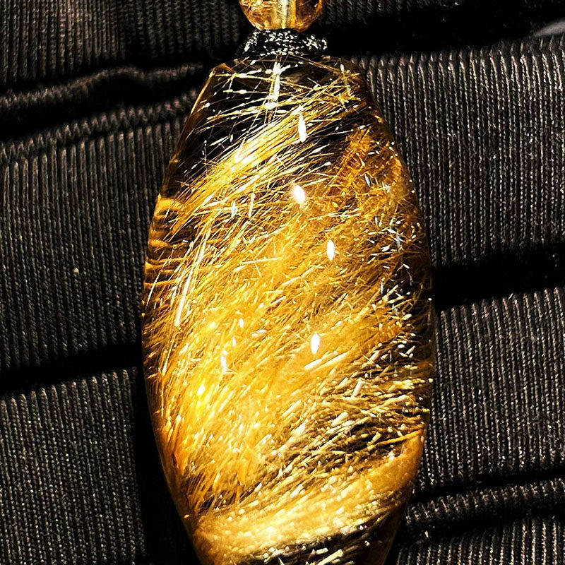 魅晶天然水晶晶体通透金发晶桶珠吊坠