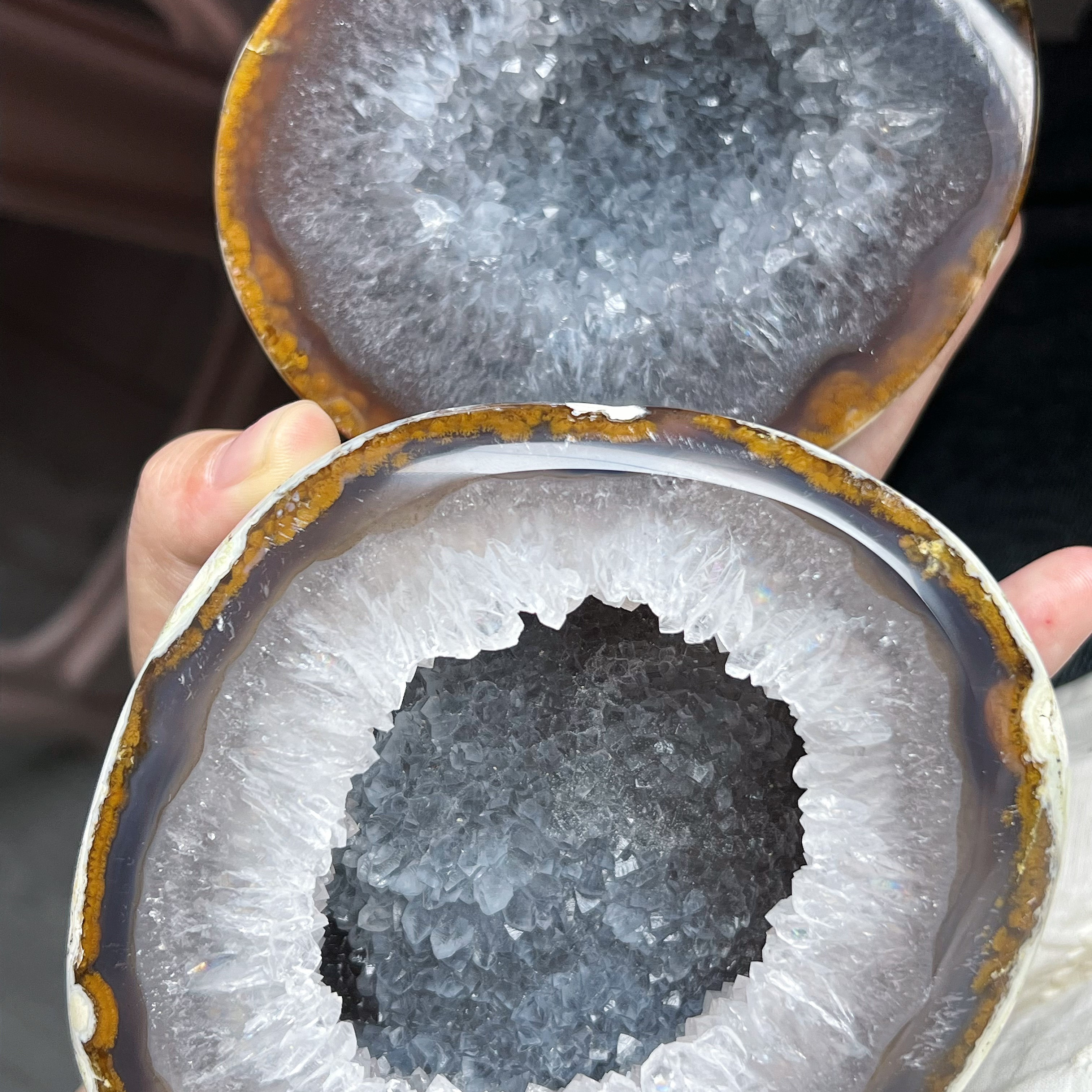 天然紫水晶洞玛瑙聚宝盆紫晶洞钱摆件