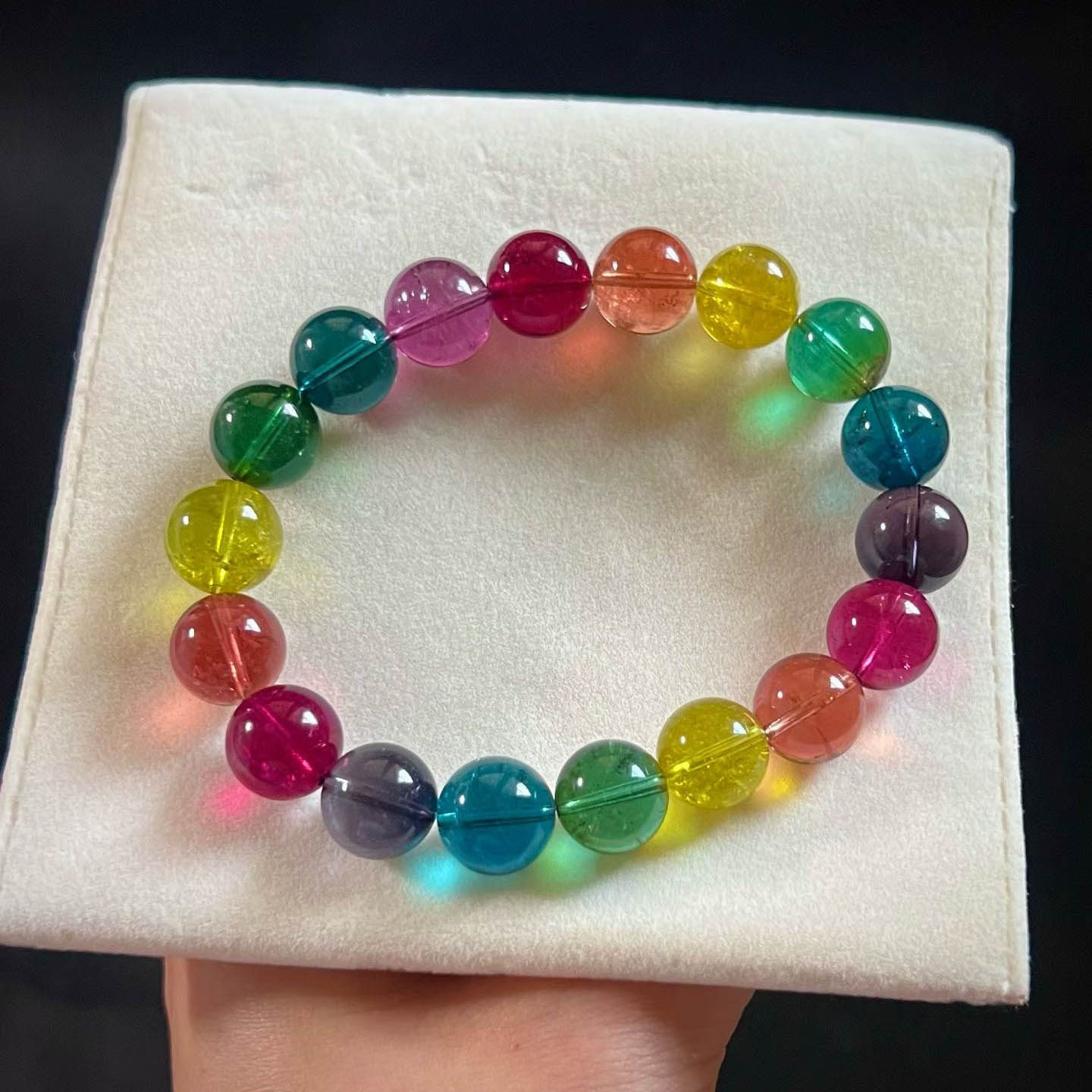 魅晶天然水晶晶体通透糖果彩虹碧玺手链