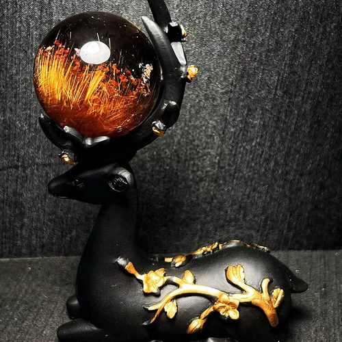 魅晶天然水晶铜顺发红幽灵摆件